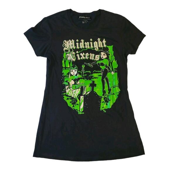 Pinky Star T Shirt Women’s Medium Black Midnight Vixens Gothic Graphic Tee - Picture 1 of 6